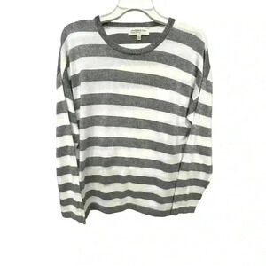 Jones NY silver sparkle stripe lightweight chic holiday/everyday sweater size XL